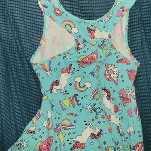 Dress Place (TCP)  Blue with Colorful Rocket and Rainbow Size Large (10-12)